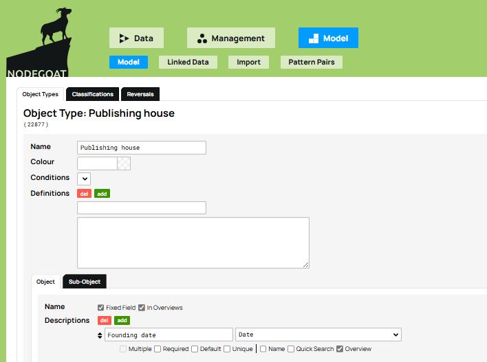 The attribute Founding date for the Publishing house object type